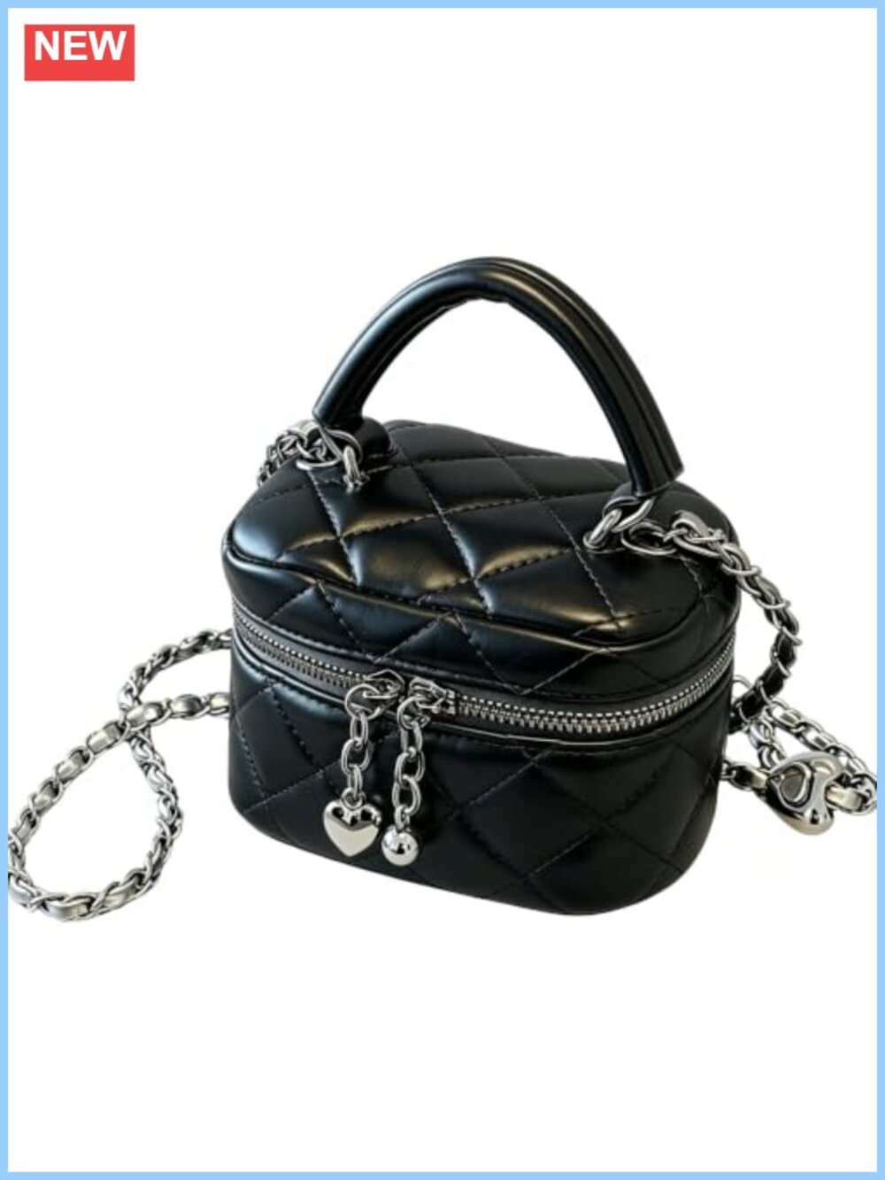Quilted Metallic Mini Box Crossbody Bag Chain Strap Evening Clutch